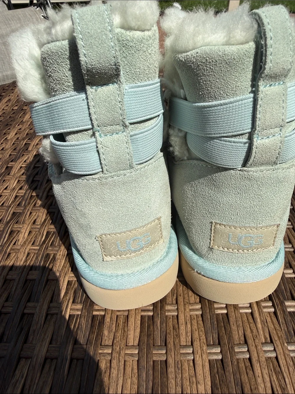 UGG Kids Pale Blue Suede Shearling Lined Boots